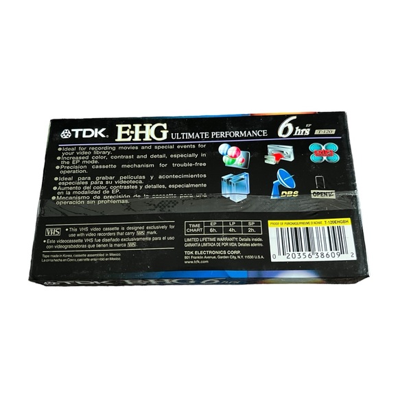 TDK Extra High Grade T-120 EHG 6 Hour Blank VHS Tape Sealed - Picture 7 of 8